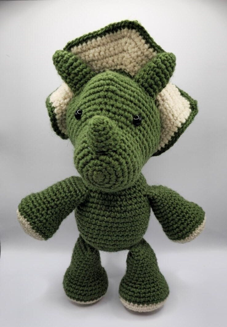 Green Crochet Triceratops (Now on Sale!)