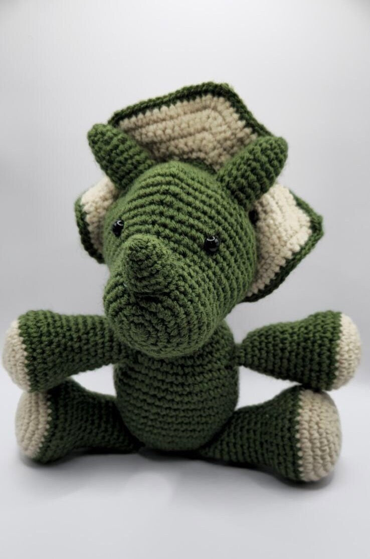 Green Crochet Triceratops (Now on Sale!)