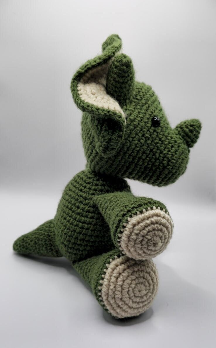 Green Crochet Triceratops (Now on Sale!)