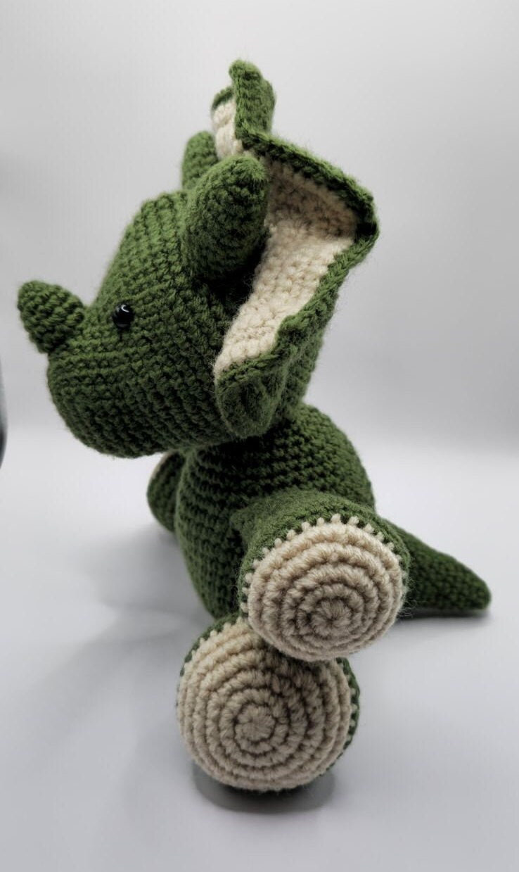 Green Crochet Triceratops (Now on Sale!)